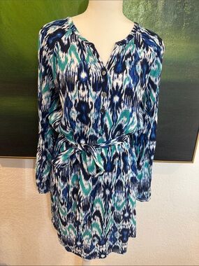 Banana Republic Vibrant Blue, Teal and White Dress Size 6 Spring,  Summer Dress